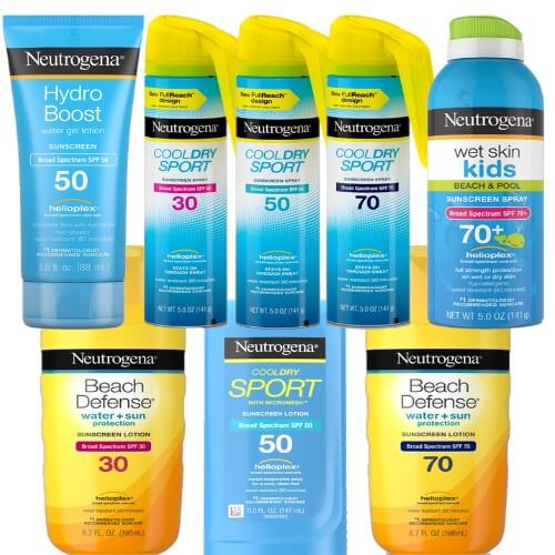 Multiple products from Neutrogena that contain Oxybenzone