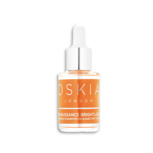 Oskia Renaissance Brightlight image.  Orange and white packaging.  Dropper format for product.