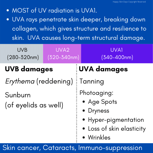 UVB and UVA damages.  A summary of this.