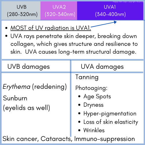 UVA, UVB wavelengths