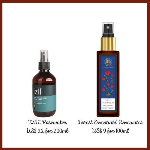 rosewater image of forest essential and izil rose water