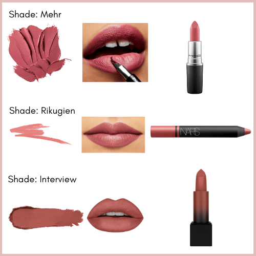 Lipsticks from MAC, NARS and Huda Beauty